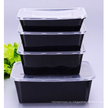 Recipiente para alimentos desechable en PP para microondas con base negra 650ml